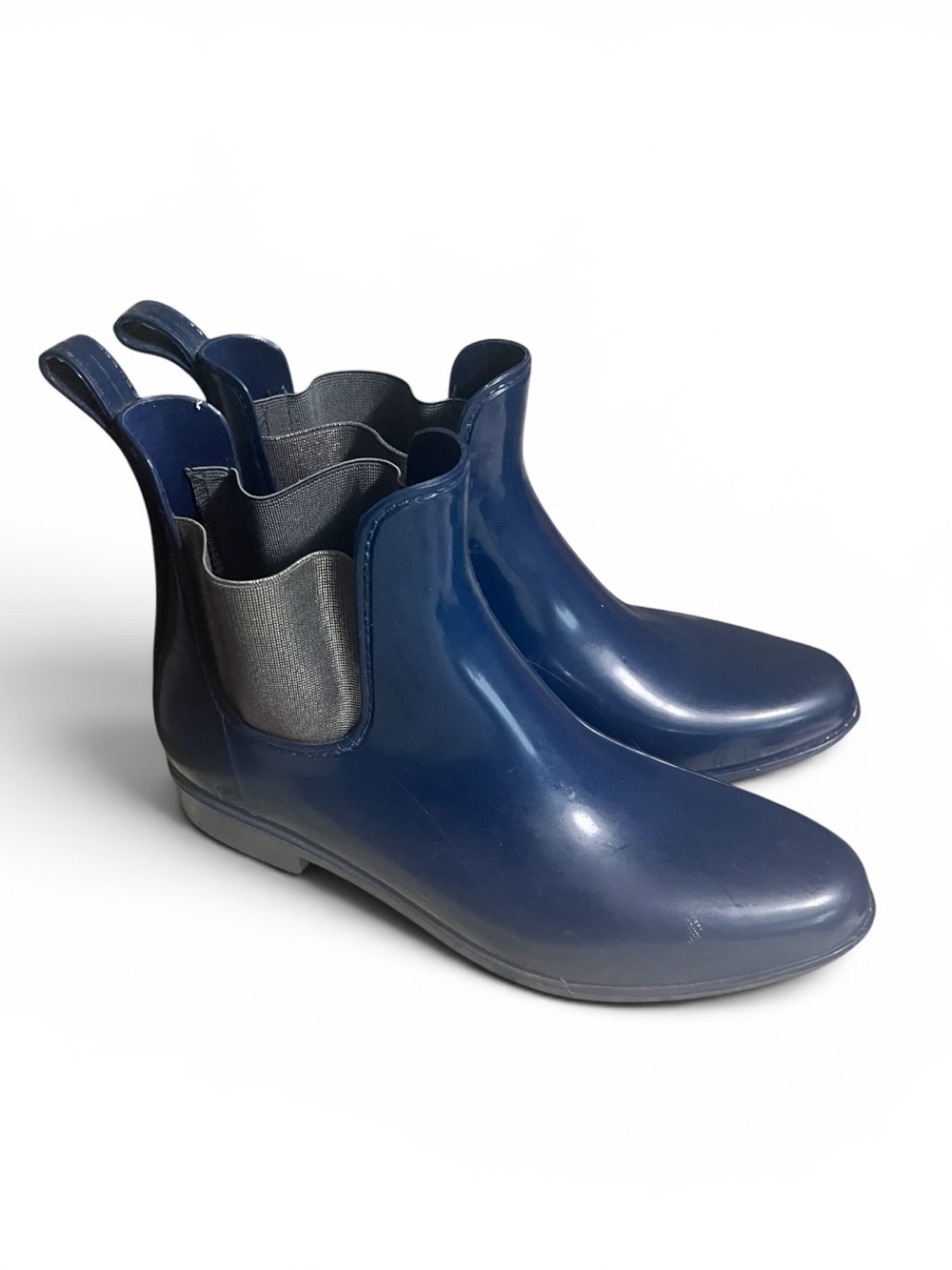 Lauren Ralph Lauren Tally Chelsea Rain Boots Navy Blue Silver Size 11
